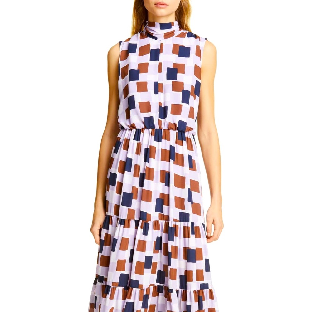 Kate Spade Geo Square Tie Neck Dress NWT